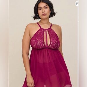 Torrid Magenta Lace Babydoll Nightgown